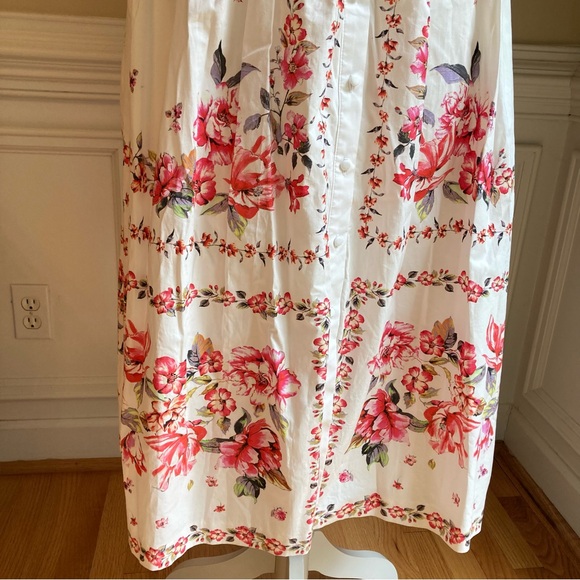 ANTONIO MELANI White Pink Floral Cotton Shirt Dress - Picture 3 of 9